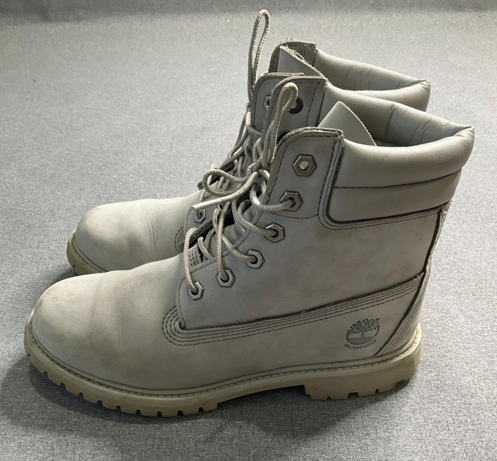 Timberland Women's Gray Leather Lace Up Combat Work Ankle Boots US 8.5